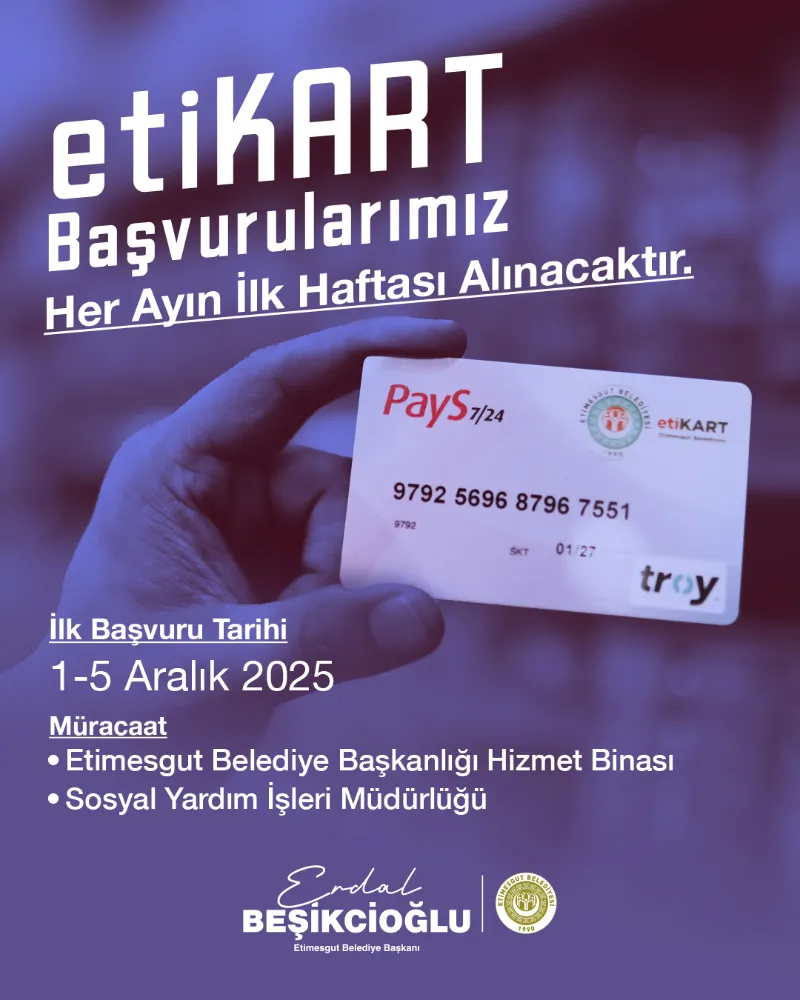 ETİKART BAŞVURULARI ARALIK’TA BAŞLIYOR